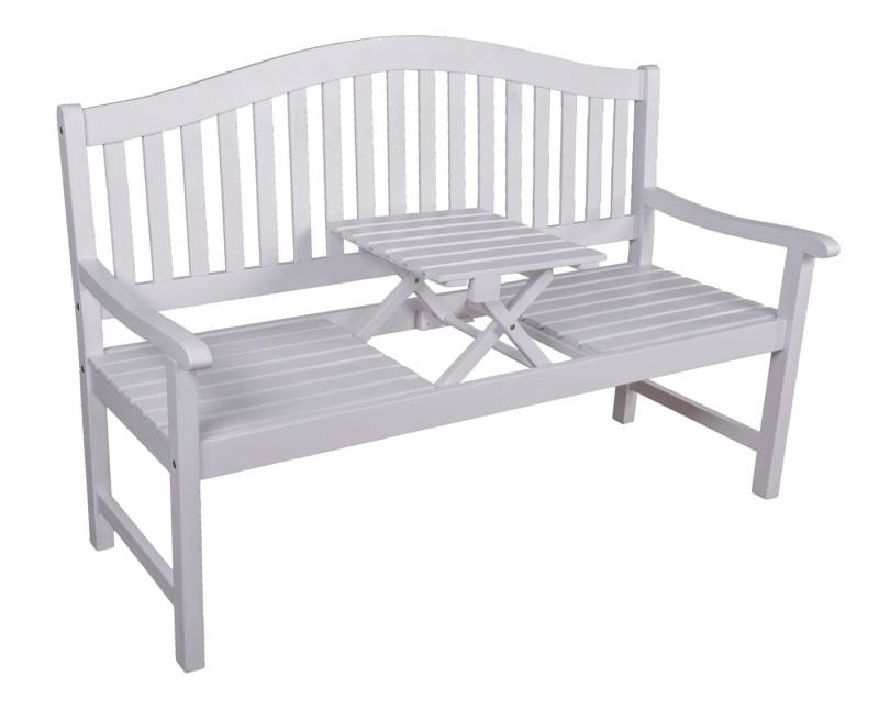 Gravidus Gartenbank Bank SINGAPUR Sitzbank Holz Armlehne mit Muster Weiß Garten Möbel von Gravidus
