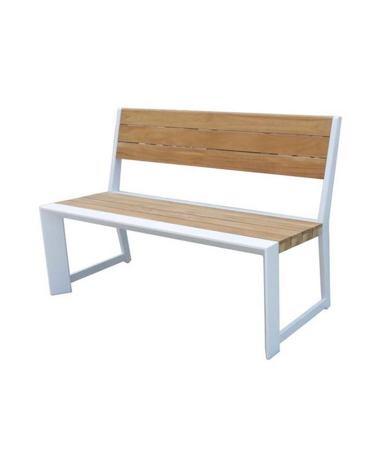 Gravidus Gartenbank Stilvolle, wetterfeste Gartenbank in Weiß mit Holzoptik von Gravidus