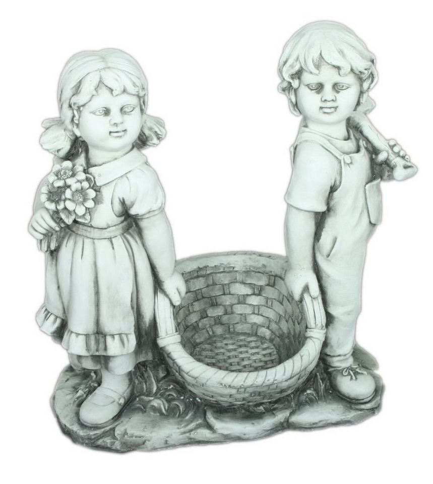 Gravidus Gartenfigur Garten Deko Figur Statue Gartenfigur Junge & Mädchen mit Korb von Gravidus