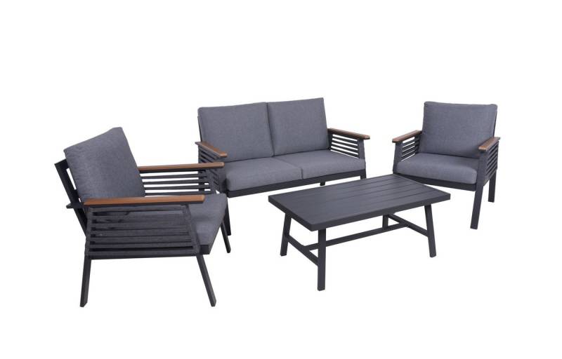 Gravidus Gartenlounge-Set DENIA Lounge-Gruppe: Luxus-Outdoor-Set mit grauen Kissen und Tisch von Gravidus
