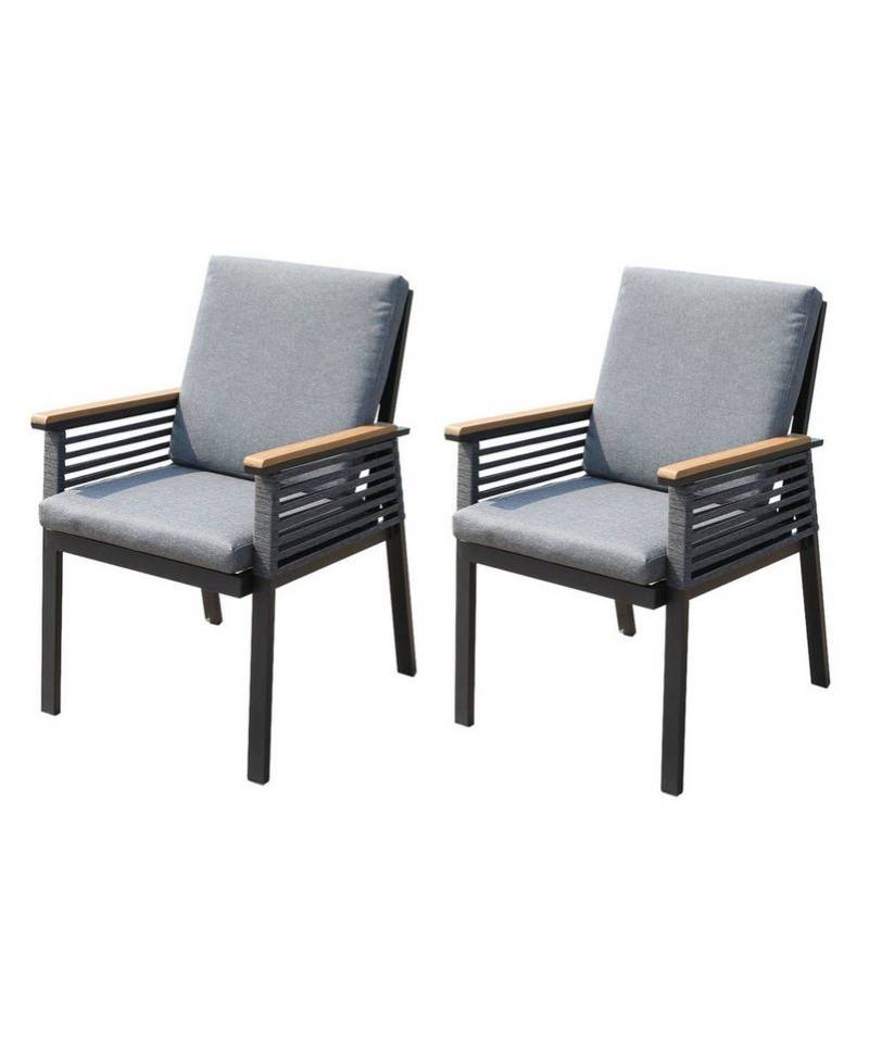 Gravidus Gartenstuhl Stuhl DENIA 2er Set: Eleganter Outdoor-Komfort in Grau von Gravidus