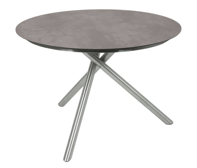 Gravidus Gartentisch Tisch SIENNA rund, Edelstahl / Kunststoff HPL, grau von Gravidus