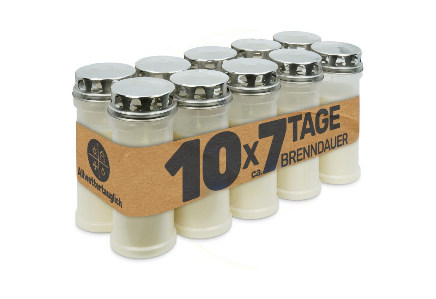 Gravidus Grabkerze Grabkerze weiß mit 7 Tagen Brenndauer Made in Germany (10-tlg) von Gravidus