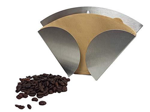 Gravidus Kaffeefilterhalter Edelstahl Filtertütenhalter Filtertütenbehälter Kaffee Filter Größe 4 - Serviettengestell Serviettenhalter - Zum Aufhängen an der Wand oder Stehend verwendbar von Gravidus