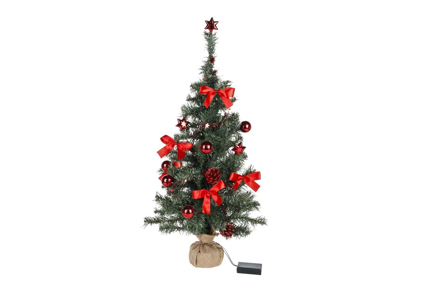 Gravidus Künstlicher Weihnachtsbaum 20 LED Weihnachtsbaum Tannenbaum Christbaum Baum geschmückt rot 75 cm von Gravidus
