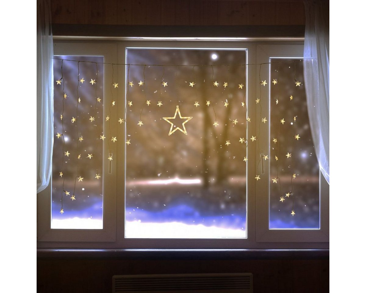 Gravidus LED-Lichtervorhang 90 LED Sternenvorhang Lichterkette Vorhang Fenster Sterne von Gravidus