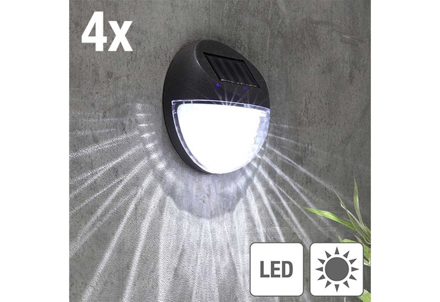 Gravidus LED Solarleuchte 4er LED Solarlampe Zaun Wandleuchte Gravidus LED Solarleuchte 4er LED Solarlampe Zaun Wandleuchte von Gravidus