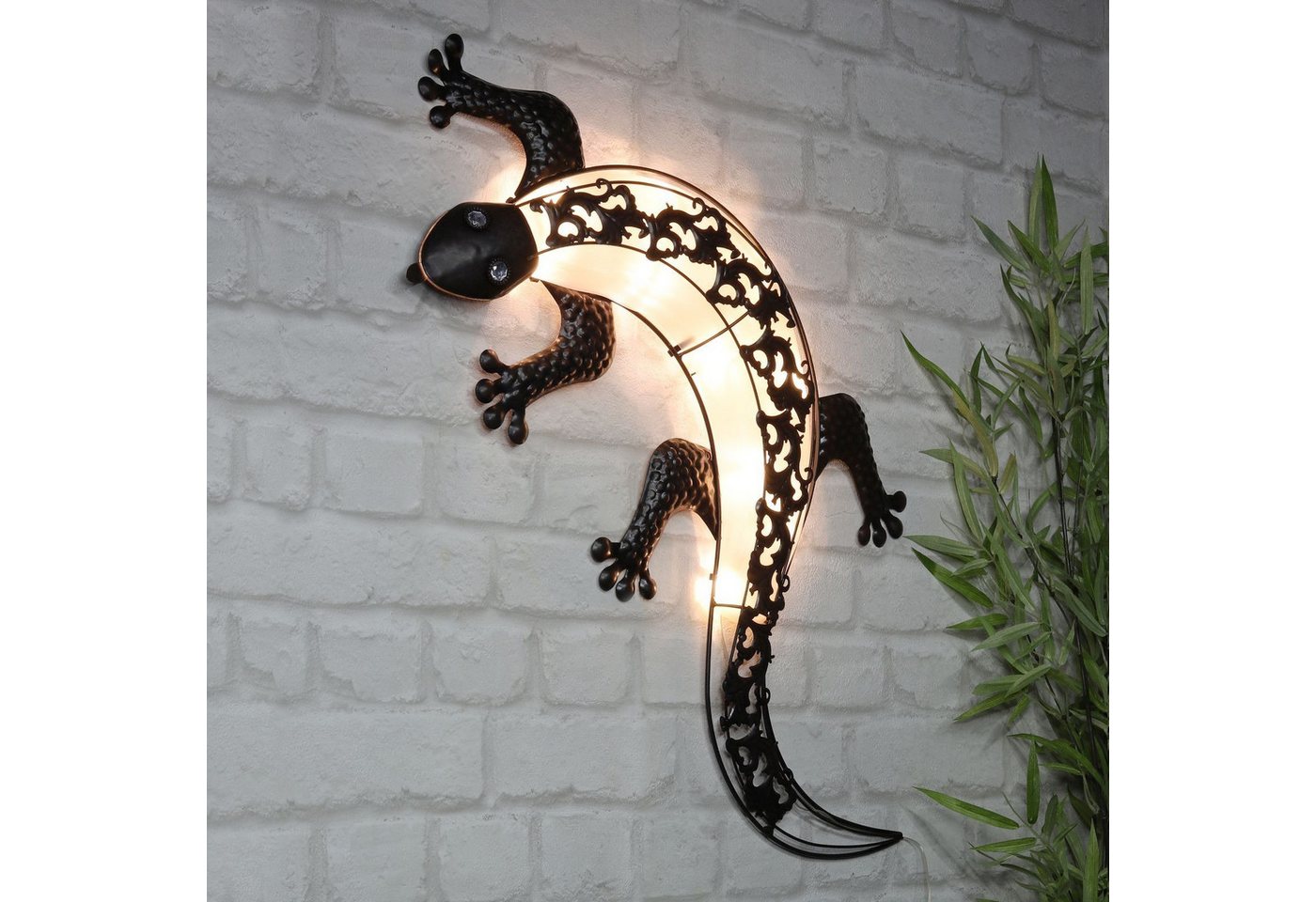 Gravidus LED Solarleuchte Solar Windlicht Gecko Beleuchtung Wanddeko Solarlampe Wandleuchte von Gravidus