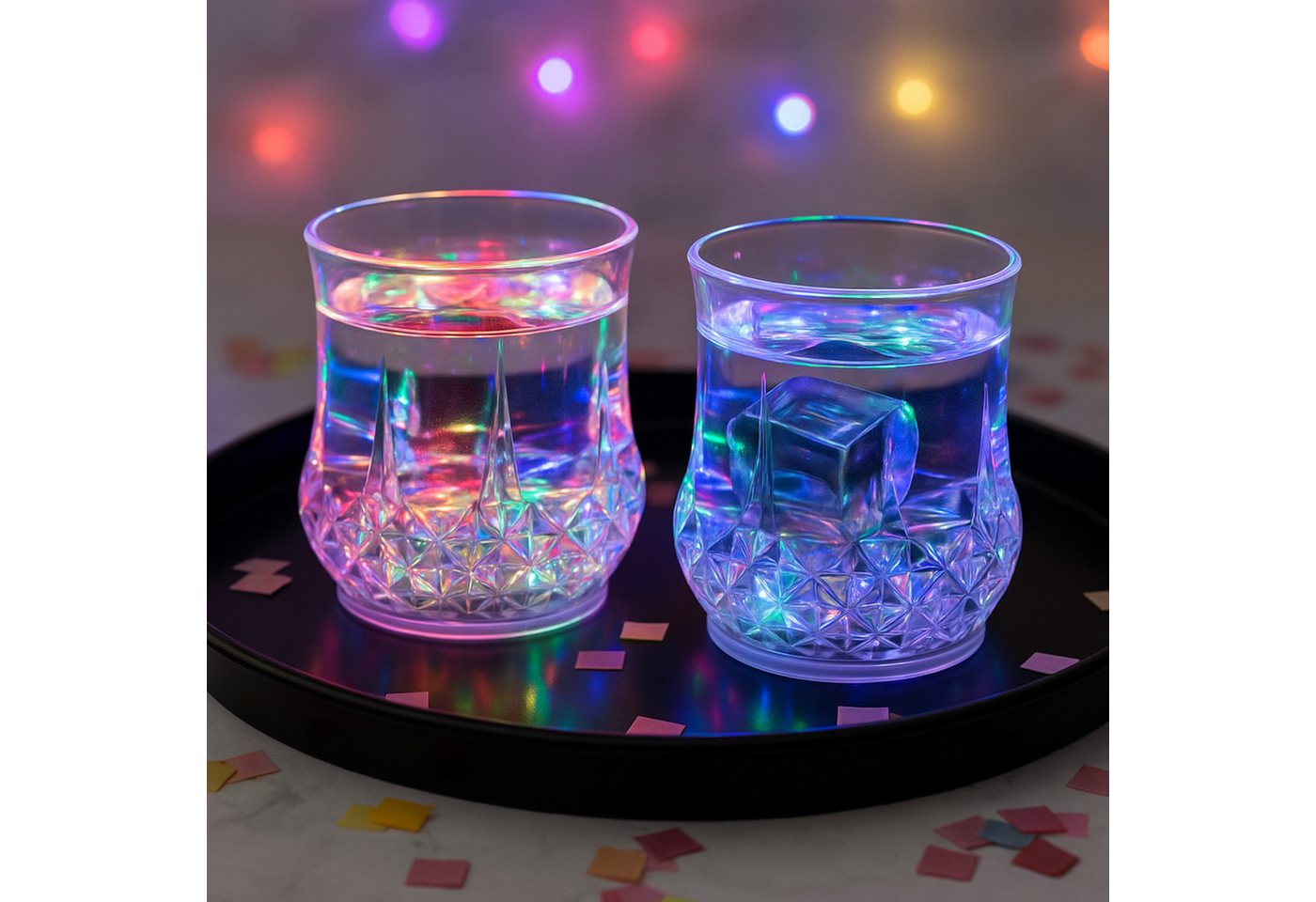 Gravidus Schnapsglas 2er Set bunte LED Trinkgläser mit Farbwechsellicht 210ml Kunststoff, Kunststoff von Gravidus