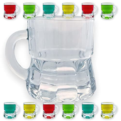 Gravidus Schnapsglas mit Henkel zum Umhängen aus Glas - Shotglas 2 cl Spülmaschinenfest, Likörglas für Schnaps, Shots und Liköre (12 Stück) von Gravidus