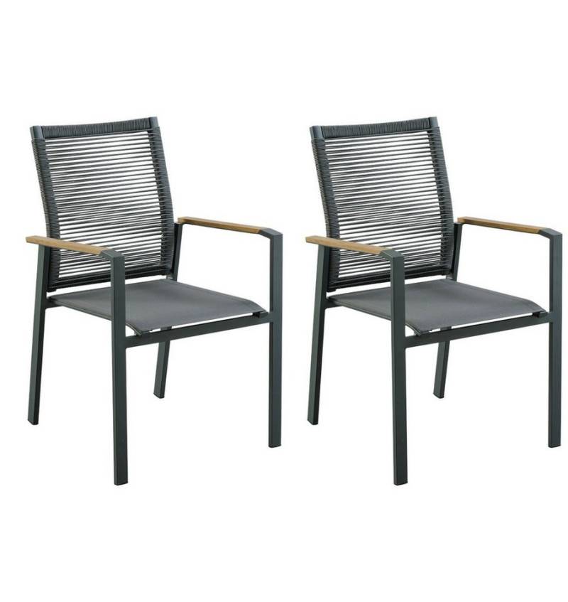 Gravidus Stapelstuhl Stapelstuhl DAVINA 2er Set: Modern, platzsparend, Teakholzarmlehnen von Gravidus