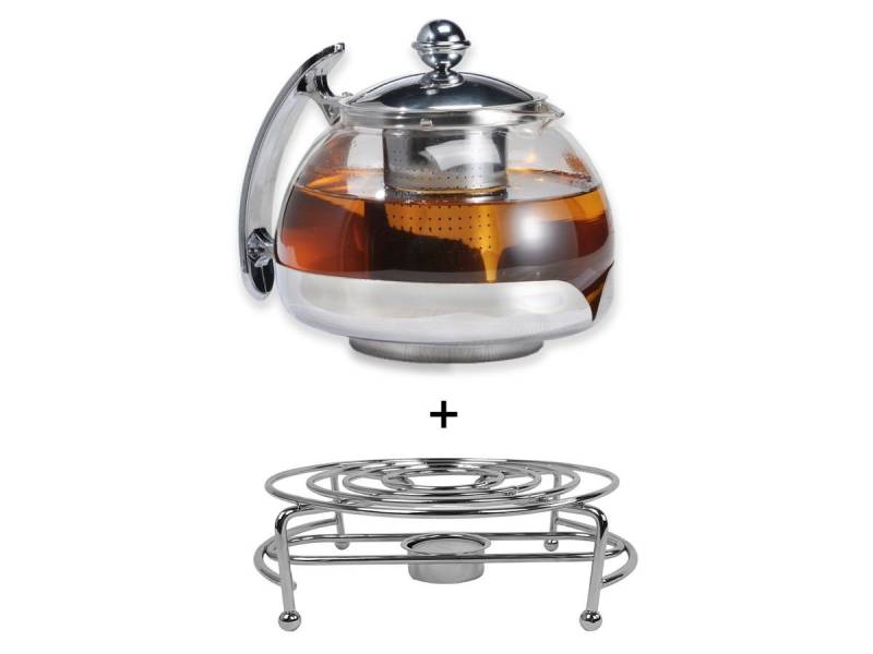 Gravidus Teekanne Teekanne Glas mit Stövchen & Teesieb 1,2 L von Gravidus