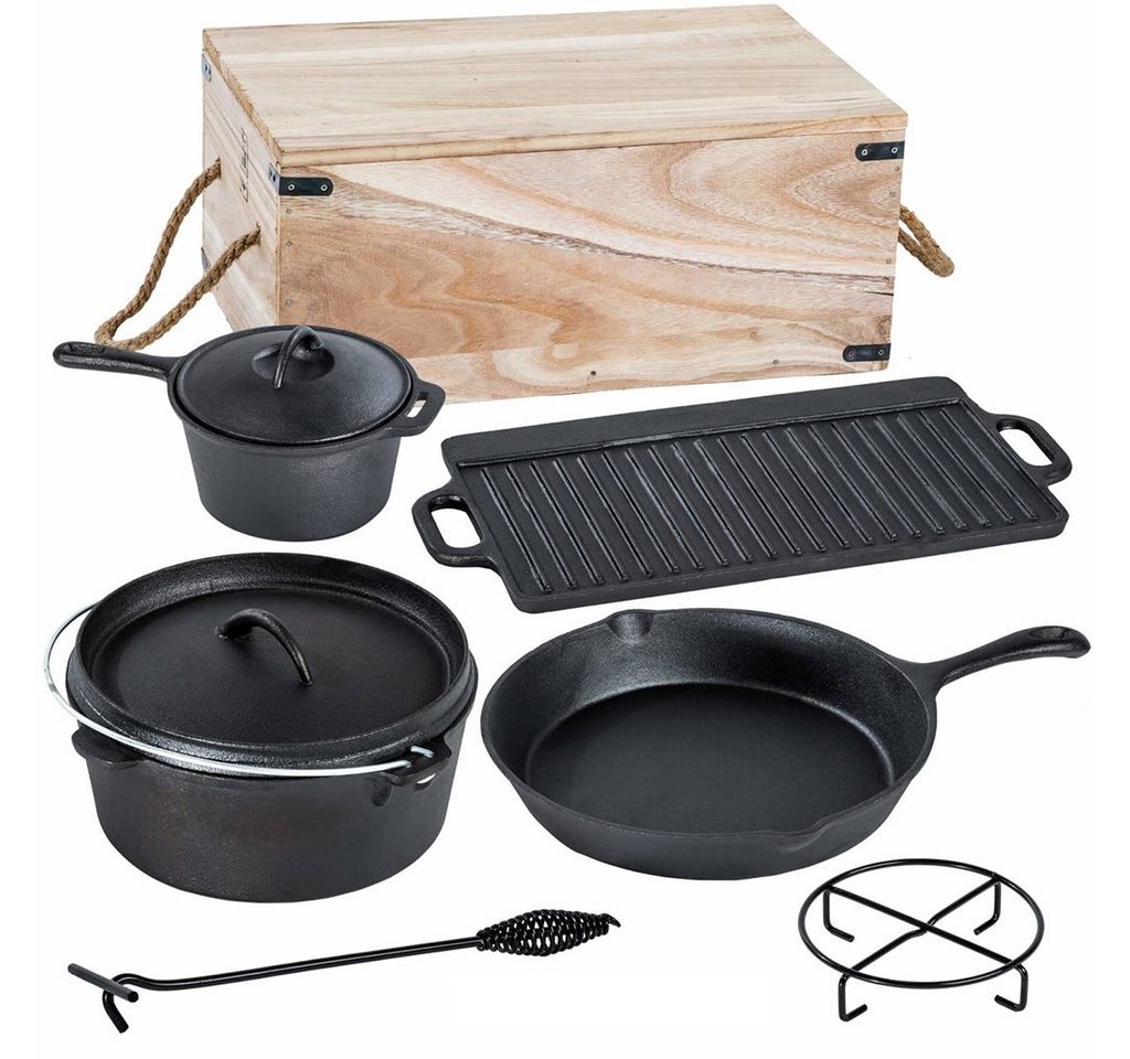 Gravidus Topf-Set Outdoor Camping Gusseisen-Kochset Kochtopf Pfanne Kochgeschirr von Gravidus