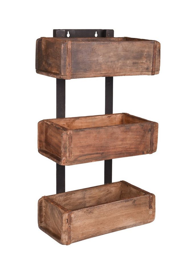 Gravidus Wandregal Deko-Regal Ziegelform mit 3 Fächern aus recyceltem Holz von Gravidus