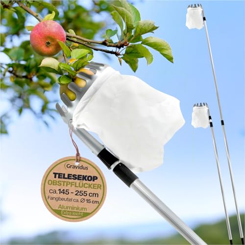Gravidus Obstpflücker mit Teleskopstange – Verstellbar 136-240 cm, Erntehelfer effizient für Äpfel & Birnen Gravidus Obstpflücker mit Teleskopstange – Verstellbar 136-240 cm, Erntehelfer effizient für Äpfel & Birnen von Gravidus