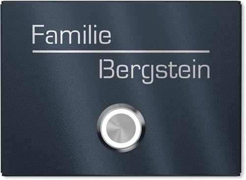 Graviers Funkklingel mit Gravur – Kabellose Türklingel aus Edelstahl in Anthrazit (RAL7016), Lasergravur, wählbare Größen (110x80mm & 160x120mm), wetterfest, 300 m Reichweite Graviers Funkklingel mit Gravur – Kabellose Türklingel aus Edelstahl in Anthrazit (RAL7016), Lasergravur, wählbare Größen (110x80mm & 160x120mm), wetterfest, 300 m Reichweite von Graviers Design