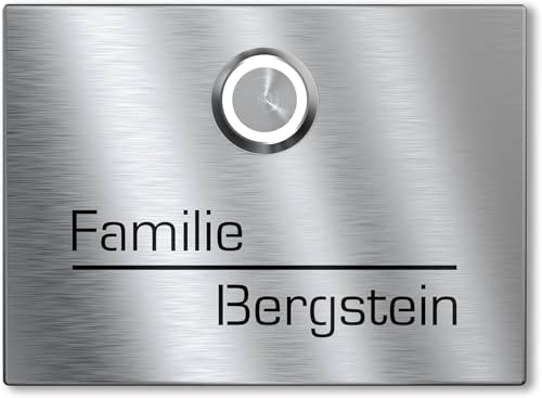 Graviers Funkklingel mit Gravur – Kabellose Türklingel aus gebürstetem V2A Edelstahl, personalisierte Lasergravur, wählbare Größen (110x80mm & 160x120mm), 300 m Reichweite im Freifeld, wetterfest Graviers Funkklingel mit Gravur – Kabellose Türklingel aus gebürstetem V2A Edelstahl, personalisierte Lasergravur, wählbare Größen (110x80mm & 160x120mm), 300 m Reichweite im Freifeld, wetterfest von Graviers Design
