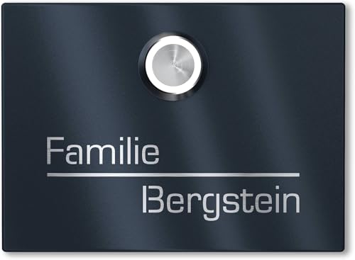 Graviers Funkklingel mit Gravur – Kabellose Türklingel aus Edelstahl in Anthrazit (RAL7016), Lasergravur, wählbare Größen (110x80mm & 160x120mm), wetterfest, 300 m Reichweite von Graviers Design