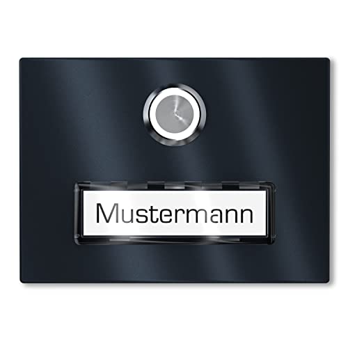 Graviers Funkklingel – Türklingel aus Edelstahl in Anthrazit mit anpassbarem Schild, kabellos, 160x120 mm, wetterfest, einfache Wandmontage, 300 m Reichweite von Graviers Design