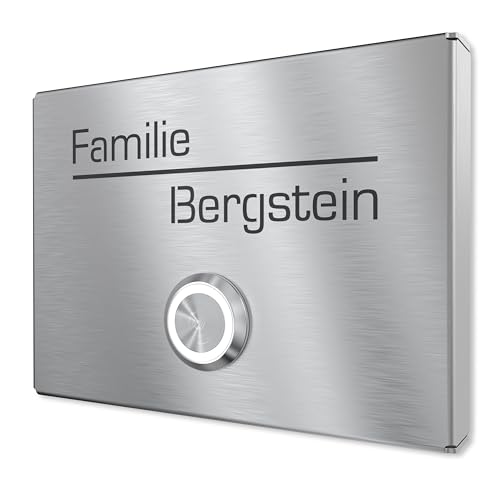 Aufputz Klingelschild aus V2A Edelstahl mit Gravur von Graviers Design – Edelstahl – LED Klingeltaster – Türklingel – Made in Germany Aufputz Klingelschild aus V2A Edelstahl mit Gravur von Graviers Design – Edelstahl – LED Klingeltaster – Türklingel – Made in Germany von Graviers Design
