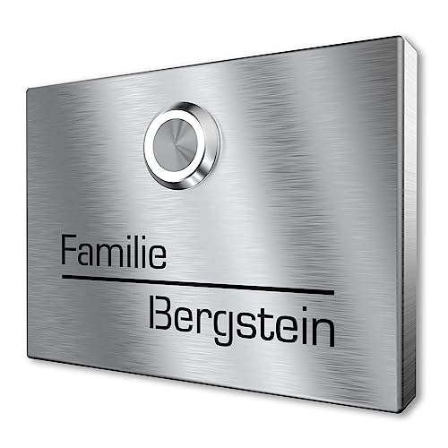 Aufputz Klingelschild aus V2A Edelstahl mit Gravur von Graviers Design – Edelstahl – LED Klingeltaster – Türklingel – Made in Germany Aufputz Klingelschild aus V2A Edelstahl mit Gravur von Graviers Design – Edelstahl – LED Klingeltaster – Türklingel – Made in Germany von Graviers Design