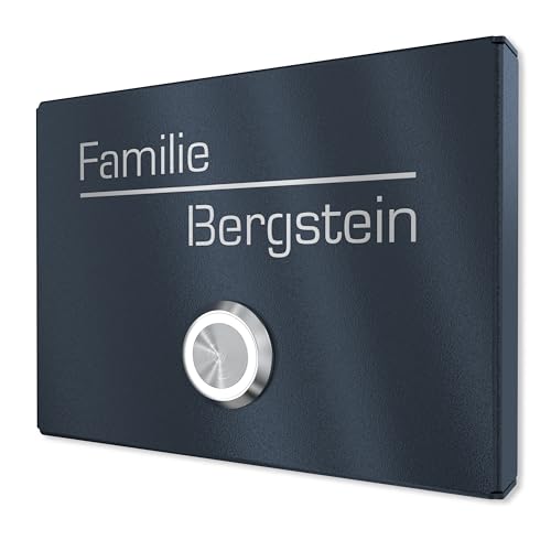 Aufputz Klingelschild aus V2A Edelstahl mit Gravur von Graviers Design – Pulverbeschichtet in RAL 7016 – LED Klingeltaster – Türklingel – Made in Germany Aufputz Klingelschild aus V2A Edelstahl mit Gravur von Graviers Design – Pulverbeschichtet in RAL 7016 – LED Klingeltaster – Türklingel – Made in Germany von Graviers Design