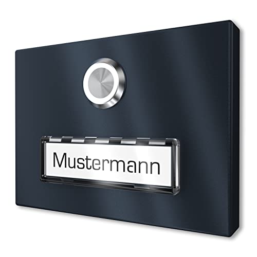 Aufputz Klingelschild aus V2A Edelstahl mit beleuchtetes Namensschild von Graviers Design – Pulverbeschichtet in RAL 7016 – LED Klingeltaster – Türklingel – Made in Germany Aufputz Klingelschild aus V2A Edelstahl mit beleuchtetes Namensschild von Graviers Design – Pulverbeschichtet in RAL 7016 – LED Klingeltaster – Türklingel – Made in Germany von Graviers Design