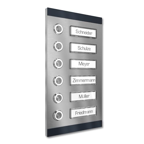 Graviers Design Aufputz Türklingel für Mehrfamilienhaus 6 Namensschilder austauschbar - V2A Edelstahl Klingel 140x255 mm Pulverbeschichtet RAL 7016 - Beleuchtung wählbar LED Taster Graviers Design Aufputz Türklingel für Mehrfamilienhaus 6 Namensschilder austauschbar - V2A Edelstahl Klingel 140x255 mm Pulverbeschichtet RAL 7016 - Beleuchtung wählbar LED Taster von Graviers Design