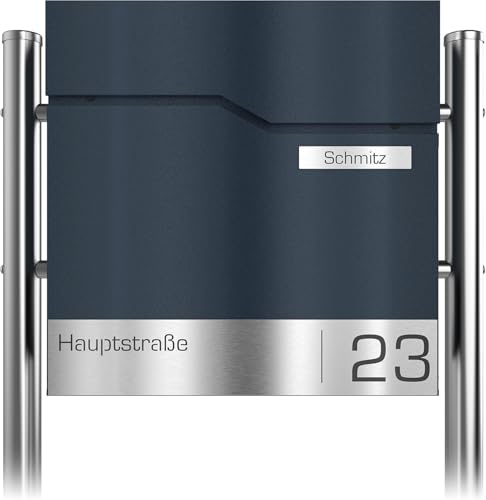 Graviers Design Briefkasten freistehend in Anthrazit RAL 7016 mit Standfuß - Postkasten personalisiert Edelstahl Namen Schild Straßenname Hausnummer - Briefbox mit Schloss Zeitungsfach Graviers Design Briefkasten freistehend in Anthrazit RAL 7016 mit Standfuß - Postkasten personalisiert Edelstahl Namen Schild Straßenname Hausnummer - Briefbox mit Schloss Zeitungsfach von Graviers Design