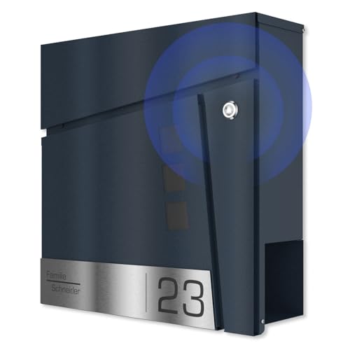 Graviers Design Briefkasten mit Funkklingel in Anthrazit RAL 7016 - Sichtfenster Postkasten personalisiert Edelstahl Gravur - Wandbriefkasten Briefbox mit Schloss Zeitungsfach Graviers Design Briefkasten mit Funkklingel in Anthrazit RAL 7016 - Sichtfenster Postkasten personalisiert Edelstahl Gravur - Wandbriefkasten Briefbox mit Schloss Zeitungsfach von Graviers Design