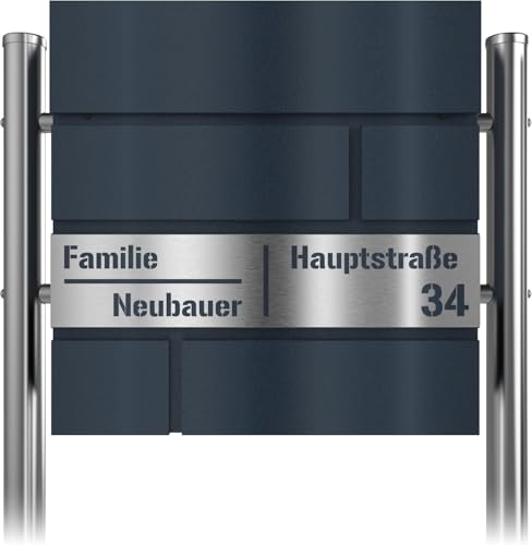 Graviers Design Briefkasten mit Standfuß - Edelstahl Laserschnitt Personalisierung Postkasten Name Straße Hausnummer - Anthrazit RAL 7016 Briefbox mit Schloss Design 2 von Graviers Design
