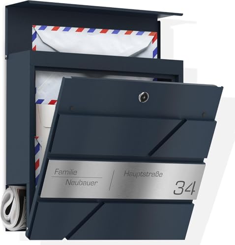 Graviers Design Briefkasten mit Zeitungsfach in Anthrazit RAL 7016 - Postkasten personalisiert Edelstahl Lasergravur Name Hausnummer Straßenname - Wandbriefkasten Schloss Zeitungsrolle Design 2 Graviers Design Briefkasten mit Zeitungsfach in Anthrazit RAL 7016 - Postkasten personalisiert Edelstahl Lasergravur Name Hausnummer Straßenname - Wandbriefkasten Schloss Zeitungsrolle Design 2 von Graviers Design