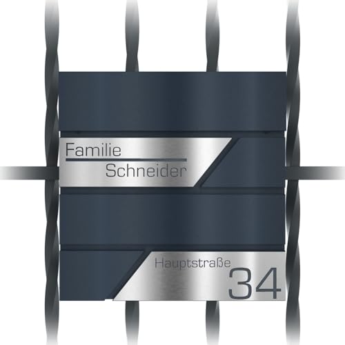 Graviers Design Briefkasten mit Zeitungsfach in Anthrazit RAL 7016 mit Zaunhalterung - Postkasten personalisiert Edelstahl Namensschild Nummer Straße - Wandbriefkasten Briefbox Schloss Zeitungsrolle von Graviers Design