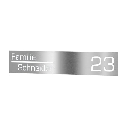 Graviers Design Briefkastenschild aus Edelstahl für Briefkasten selbstklebend - Namensschild Hausnummer Schild personalisiert mit Laserschnitt Gravur von Graviers Design