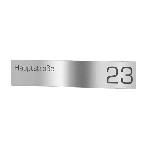 Graviers Design Briefkastenschild aus Edelstahl für Briefkasten selbstklebend - Straße Hausnummer Schild personalisiert mit Lasergravur Design 2 von Graviers Design