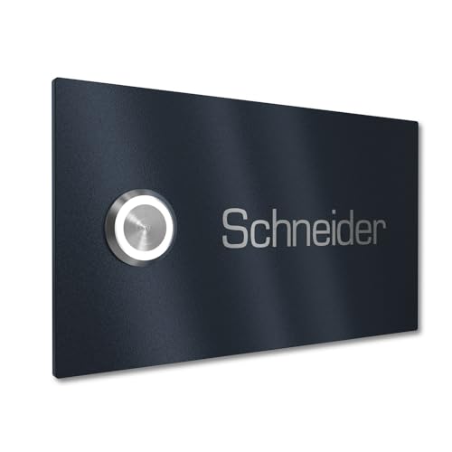 Graviers Design Einfamilien Türklingel mit LED Klingeltaster 1 Name Gravur - V2A Edelstahl Klingel 140x80 mm Pulverbeschichtet RAL 7016 - Unterputz wählbar Aufputz für Haustür Einfamilienhaus Graviers Design Einfamilien Türklingel mit LED Klingeltaster 1 Name Gravur - V2A Edelstahl Klingel 140x80 mm Pulverbeschichtet RAL 7016 - Unterputz wählbar Aufputz für Haustür Einfamilienhaus von Graviers Design