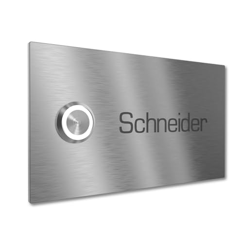 Graviers Design Einfamilien Türklingel mit LED Klingeltaster 1 Name Gravur - V2A Edelstahl Klingel 140x80 mm - Unterputz wählbar Aufputz für Haustür Einfamilienhaus Graviers Design Einfamilien Türklingel mit LED Klingeltaster 1 Name Gravur - V2A Edelstahl Klingel 140x80 mm - Unterputz wählbar Aufputz für Haustür Einfamilienhaus von Graviers Design