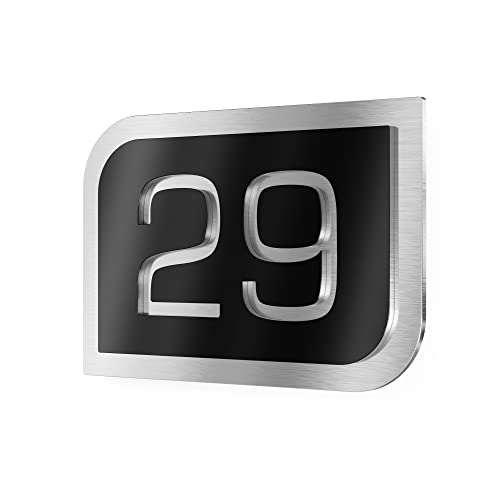 Graviers Design Hausnummernschild aus V2A Edelstahl 250x175 - Schwarz - Wetterfest Rostfrei Individuell anpassbar mit eigener Nummer - Made in Germany von Graviers Design