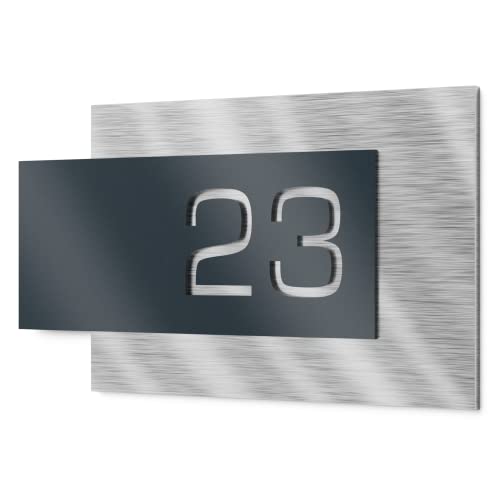 Graviers Design Hausnummernschild aus V2A Edelstahl 265x150mm - Anthrazit RAL 7016 - Wetterfest Rostfrei Individuell anpassbar nach eigener Nummer - Made in Germany von Graviers Design