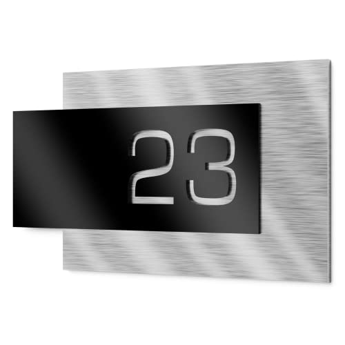 Graviers Design Hausnummernschild aus V2A Edelstahl 265x150mm - Schwarz - Wetterfest Rostfrei Individuell anpassbar nach eigener Nummer - Made in Germany von Graviers Design