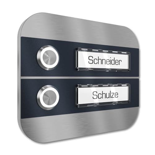 Graviers Design Mehrfamilien Aufputz Türklingel mit LED Taster 2 Namensschilder - V2A Edelstahl Klingel 140x115 mm - Name Beleuchtung wählbar für Haustür Zweifamilienhaus Graviers Design Mehrfamilien Aufputz Türklingel mit LED Taster 2 Namensschilder - V2A Edelstahl Klingel 140x115 mm - Name Beleuchtung wählbar für Haustür Zweifamilienhaus von Graviers Design