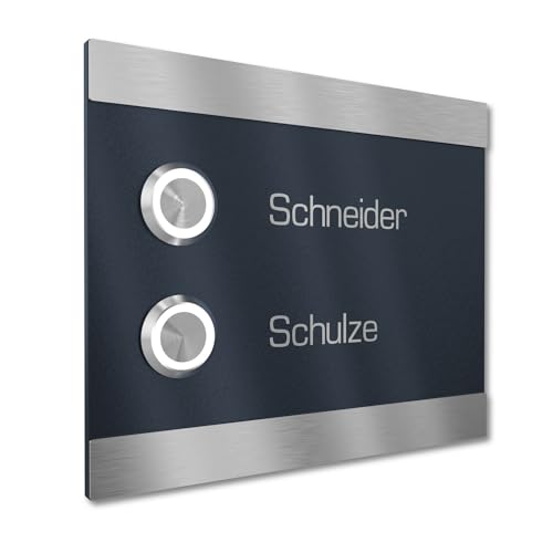 Graviers Design Türklingel für Mehrfamilienhaus 2 Namen Gravur - V2A Edelstahl Klingel 140x115 mm - LED Taster Unterputz wählbar Aufputz für Haustür 2-fach Graviers Design Türklingel für Mehrfamilienhaus 2 Namen Gravur - V2A Edelstahl Klingel 140x115 mm - LED Taster Unterputz wählbar Aufputz für Haustür 2-fach von Graviers Design
