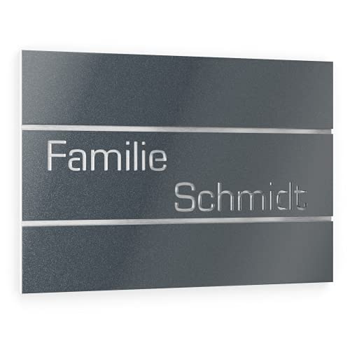 Graviers Design Türschild aus V2A Edelstahl 215x150mm - Anthrazit Metallic - Wetterfest Rostfrei Individuell anpassbar - Made in Germany von Graviers Design