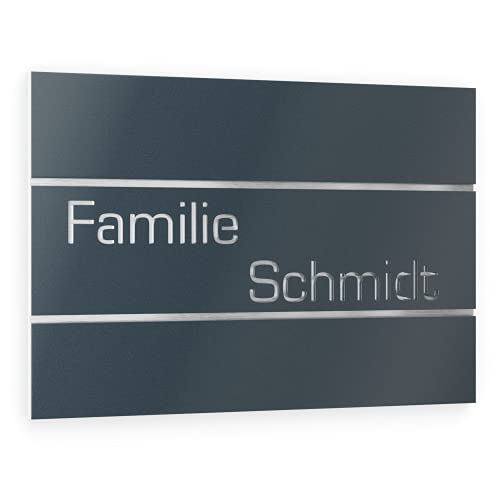 Graviers Design Türschild aus V2A Edelstahl 215x150mm - Anthrazit RAL 7016 - Wetterfest Rostfrei Individuell anpassbar - Made in Germany von Graviers Design