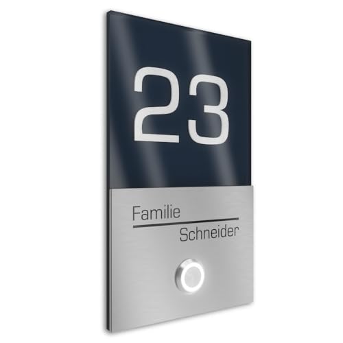 Graviers Design V2A Edelstahl Türklingel mit Hausnummer Namen Gravur - Klingelschild 110x180mm LED-Taster Klingelplatte modernes Design aus Edelstahl Acryl Anthrazit Graviers Design V2A Edelstahl Türklingel mit Hausnummer Namen Gravur - Klingelschild 110x180mm LED-Taster Klingelplatte modernes Design aus Edelstahl Acryl Anthrazit von Graviers Design