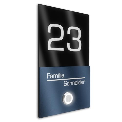 Graviers Design V2A Edelstahl Türklingel mit Hausnummer Namen Gravur - Klingelschild 110x180mm LED-Taster Klingelplatte modernes Design aus Edelstahl Beschichtung RAL 7016 Acryl Schwarz Graviers Design V2A Edelstahl Türklingel mit Hausnummer Namen Gravur - Klingelschild 110x180mm LED-Taster Klingelplatte modernes Design aus Edelstahl Beschichtung RAL 7016 Acryl Schwarz von Graviers Design