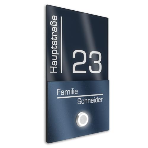 Graviers Design V2A Edelstahl Türklingel mit Straße Hausnummer Namen Gravur - Klingelschild 110x180mm LED-Taster Klingelplatte modernes Design aus Edelstahl Beschichtung RAL 7016 Acryl Anthrazit Graviers Design V2A Edelstahl Türklingel mit Straße Hausnummer Namen Gravur - Klingelschild 110x180mm LED-Taster Klingelplatte modernes Design aus Edelstahl Beschichtung RAL 7016 Acryl Anthrazit von Graviers Design