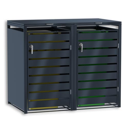Graviers Doppel-Mülltonnenbox für 240L Tonnen | 2er Set in modernem Anthrazit | Wetterfeste, robuste Stahlbox mit Automatikdeckel Graviers Doppel-Mülltonnenbox für 240L Tonnen | 2er Set in modernem Anthrazit | Wetterfeste, robuste Stahlbox mit Automatikdeckel von Graviers Design