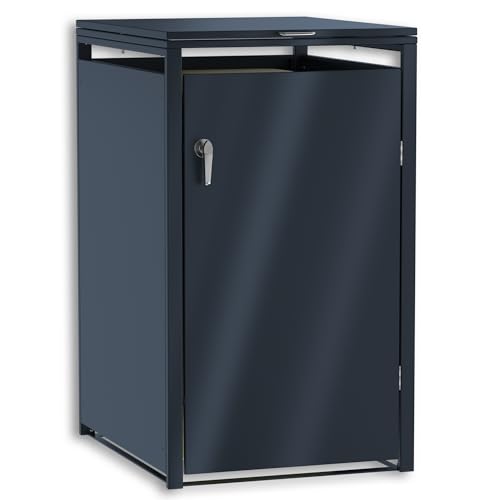 Graviers Einzelne Mülltonnenbox 240L in Anthrazit | 1er Set | Wetterfest, abschließbar & robust aus Stahl | Automatikdeckel mit Gasdruckdämpfer von Graviers Design