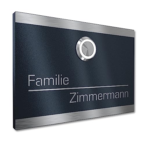 Klingelschild aus V2A Edelstahl mit Gravur von Graviers Design – Pulverbeschichtet in RAL 7016 – LED Klingeltaster – Türklingel – Made in Germany Klingelschild aus V2A Edelstahl mit Gravur von Graviers Design – Pulverbeschichtet in RAL 7016 – LED Klingeltaster – Türklingel – Made in Germany von Graviers Design